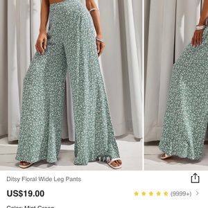 Green with White Flower Pants